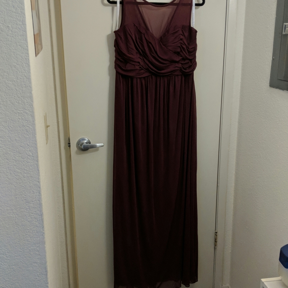 David's Bridal MERLOT Bridesmaids Dress - Size 16